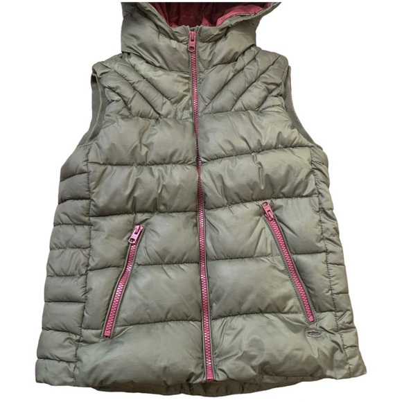 ZARA Hooded Puffer Vest/Jacket With Zipper Pockets Olive Green Boys 11-12Y - Picture 5 of 14